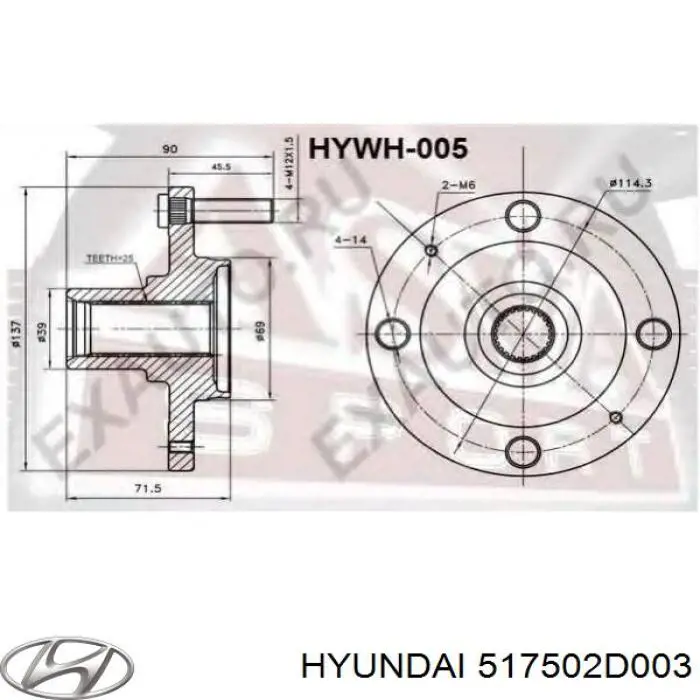 517502D003 Hyundai/Kia cubo de rueda delantero