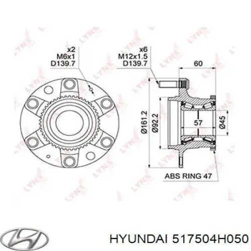 Buje de rueda delantero Hyundai/Kia 517504H050 precio, desde 72,92 EUR