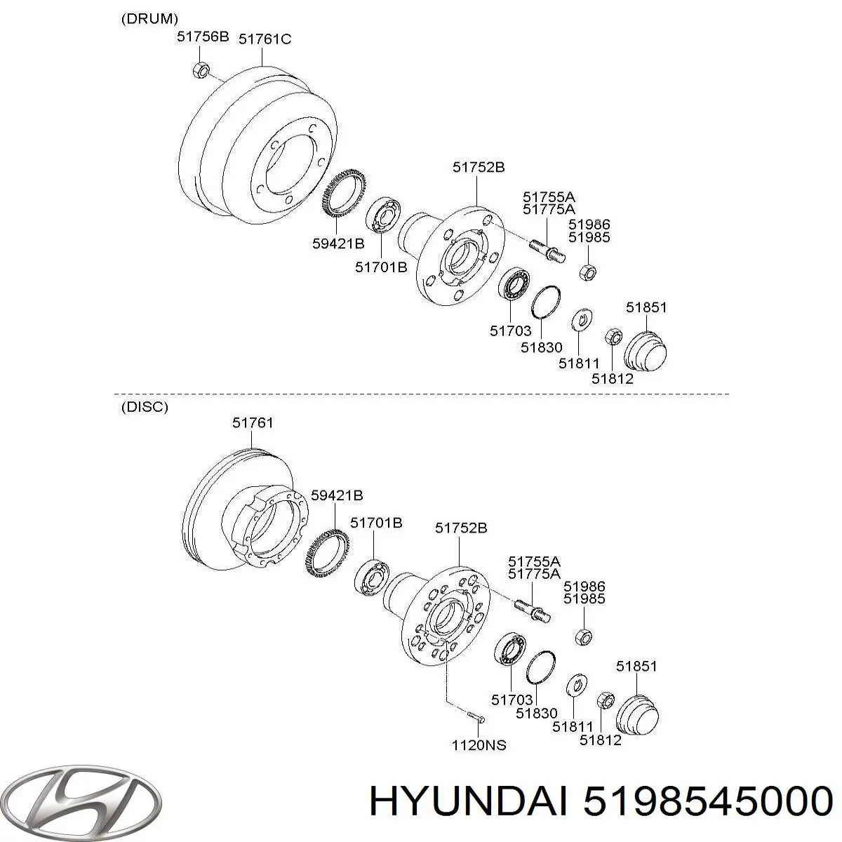 5198545000 Hyundai/Kia tuerca de rueda