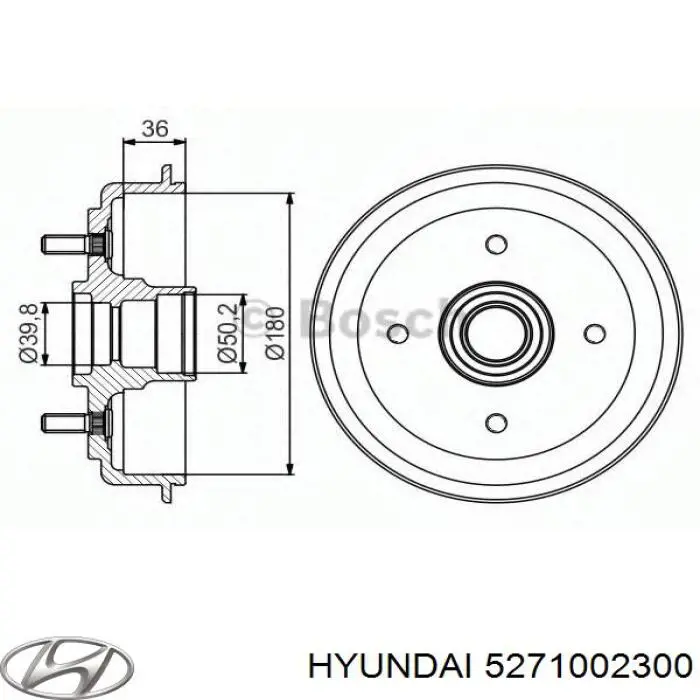 Tambor de freno trasero Hyundai/Kia 5271002300 precio, desde 50,73 EUR
