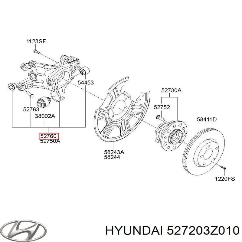 Muñón de eje, cuerpo del eje, trasero izquierdo para Hyundai I40 (VF)