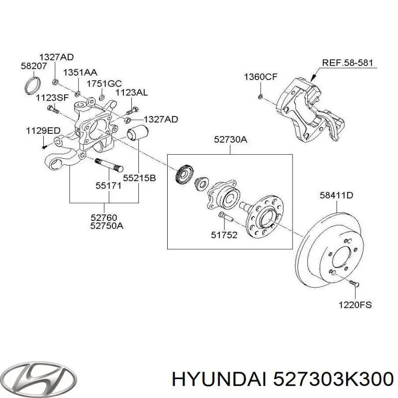 527303K300 Hyundai/Kia cubo de rueda trasero