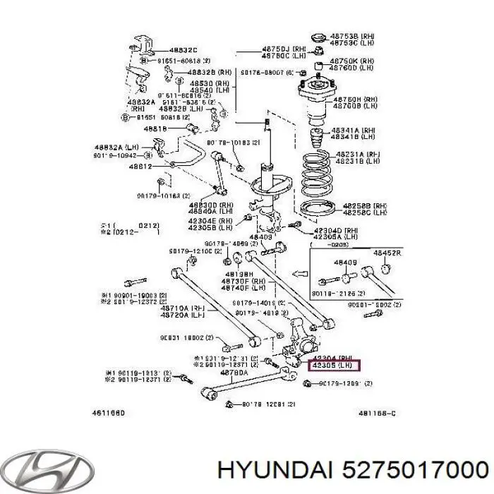 Muñón de eje, cuerpo del eje, trasero izquierdo para Hyundai Matrix (FC)