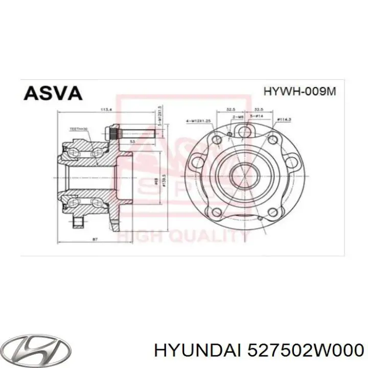 527502W000 Hyundai/Kia Buje de rueda trasero