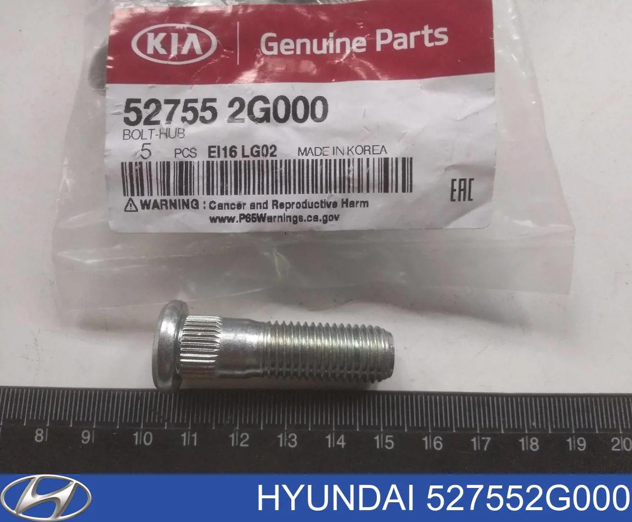 527552G000 Hyundai/Kia tornillo de rueda trasero