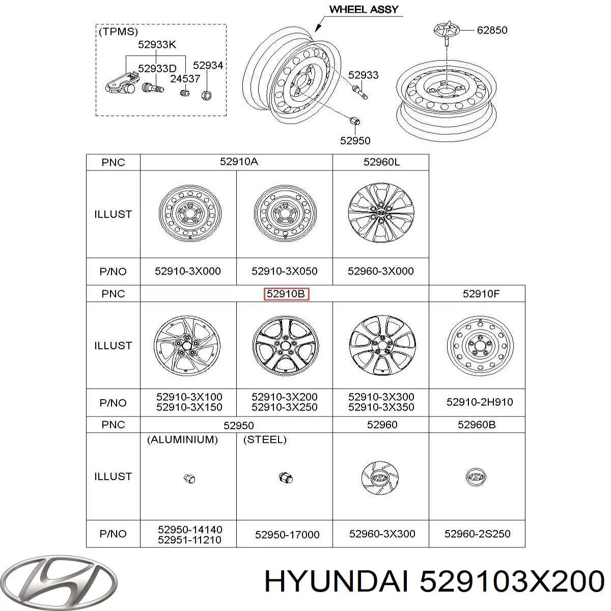 529103X200 Hyundai/Kia llantas de aleacion, (aleacion de titanio)