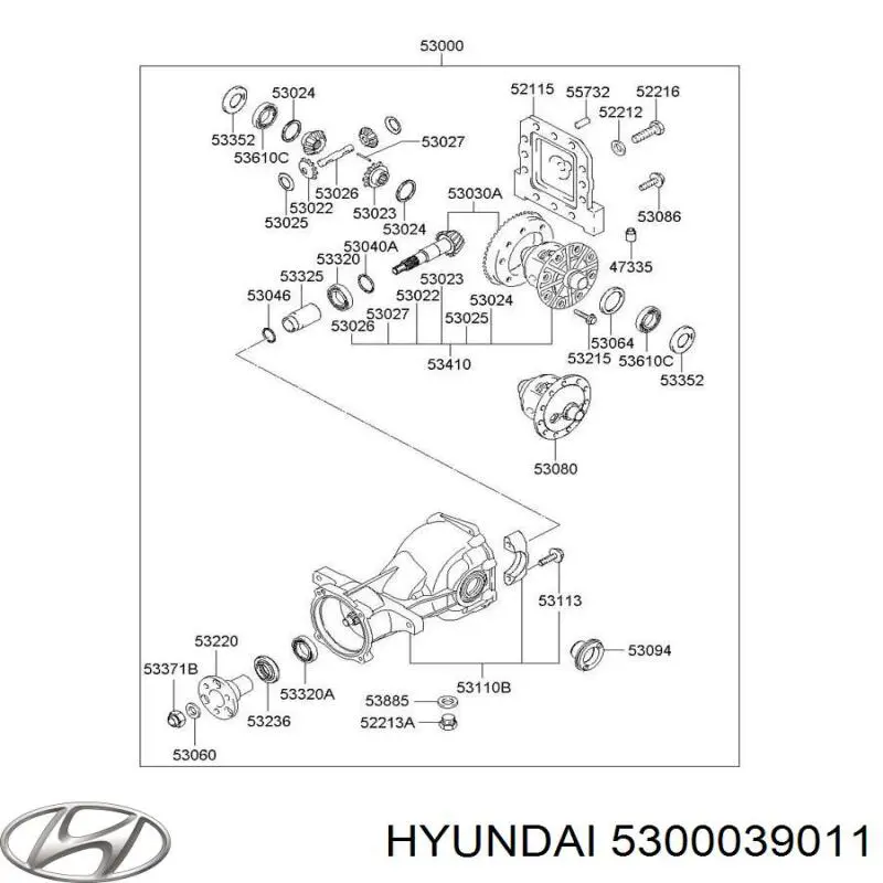 5300039011 Hyundai/Kia diferencial eje trasero