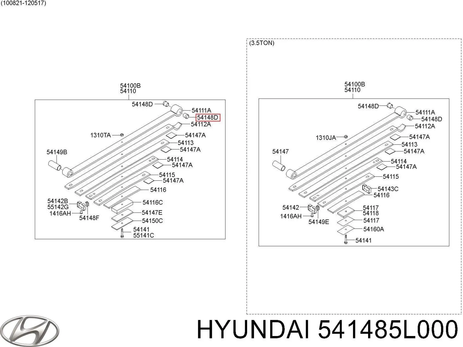 541485L000 Hyundai/Kia Silentblock delantero de ballesta trasera
