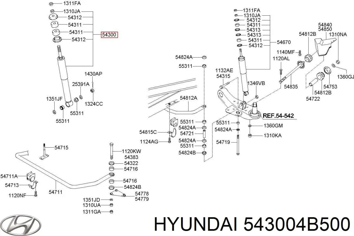 54300-4B500 Hyundai/Kia amortiguador delantero