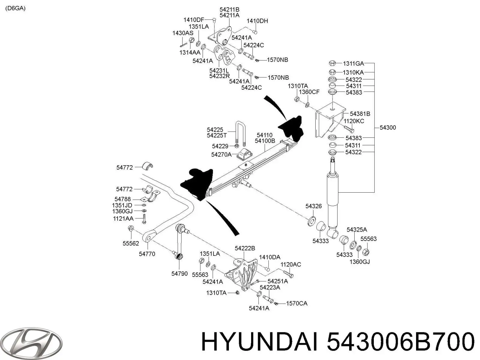 543006B700 Hyundai/Kia amortiguador delantero