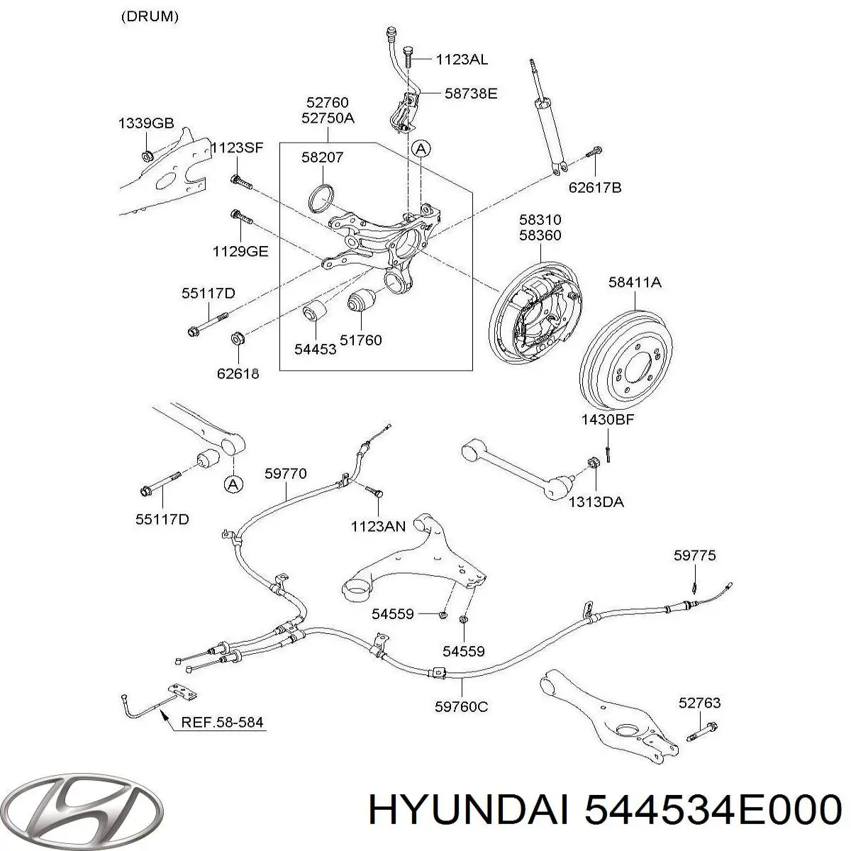 544534E000 Hyundai/Kia silentblock de brazo de suspensión delantero superior