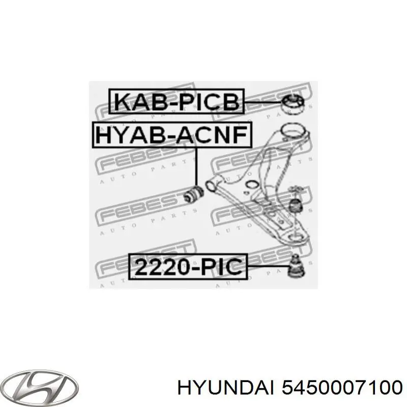 5450007100 Hyundai/Kia barra oscilante, suspensión de ruedas delantera, inferior izquierda