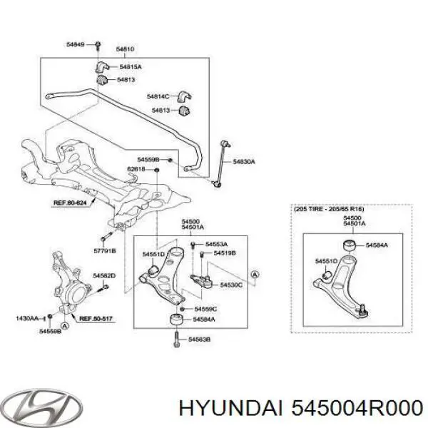 Comprar 545004R000 Hyundai/Kia Brazo inferior derecho de la suspensión delantera