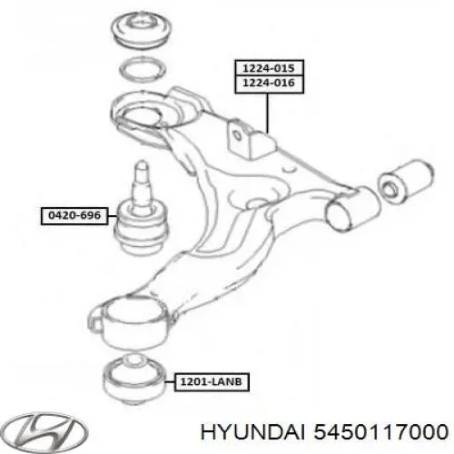 Brazo inferior derecho de la suspensión delantera 5450117000 Hyundai/Kia