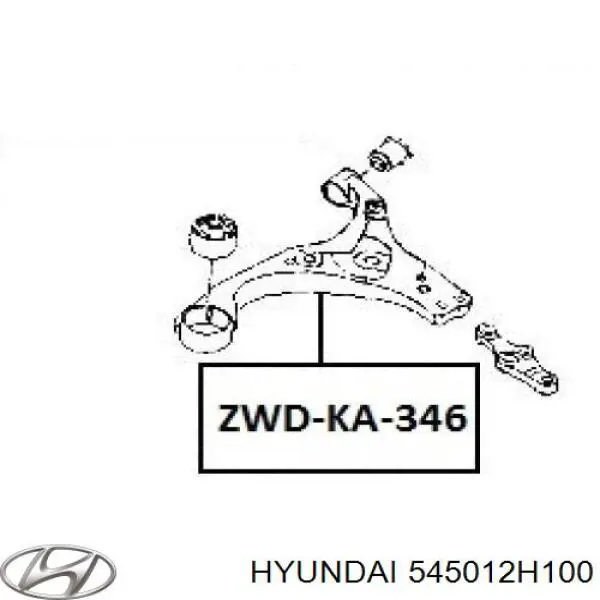 545012H100 Hyundai/Kia barra oscilante, suspensión de ruedas delantera, inferior derecha