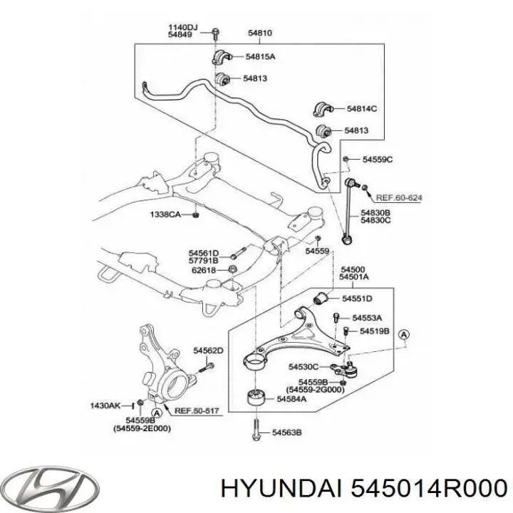 Brazo inferior izquierdo de la suspensión delantera Hyundai/Kia 545014R000 precio, desde 146,05 EUR