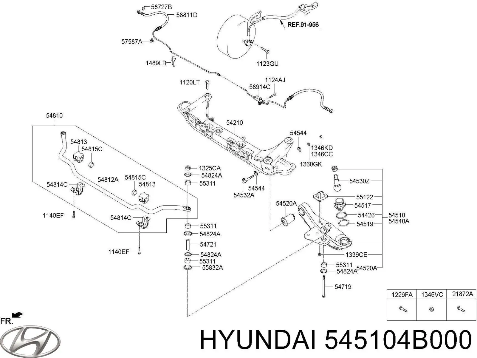 Brazo inferior izquierdo de la suspensión delantera 545104B000 Hyundai/Kia