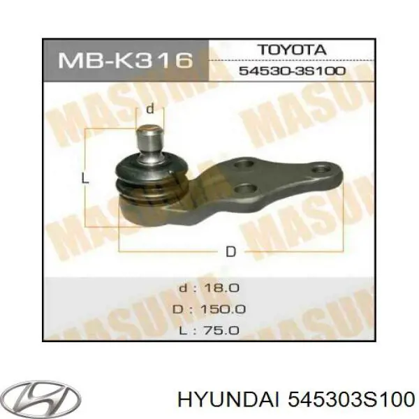 Comprar 545303S100 Hyundai/Kia Rótula inferior de suspensión