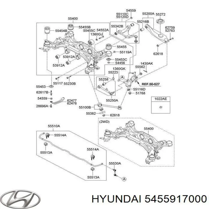 Perno de fijación, brazo delantero, inferior para Hyundai Santa Fe (CM)