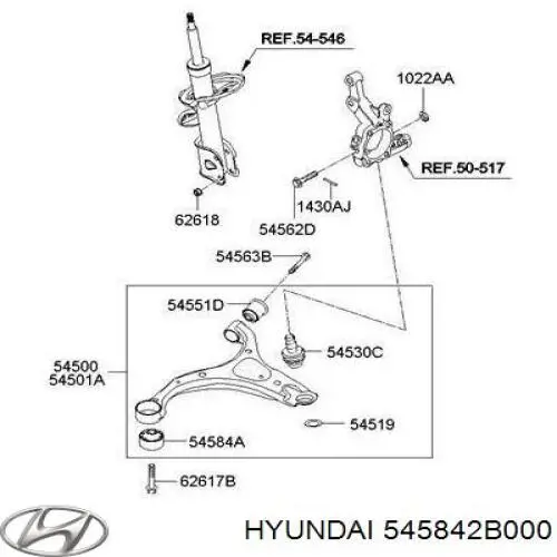 545842B000 Hyundai/Kia silentblock de suspensión delantero inferior