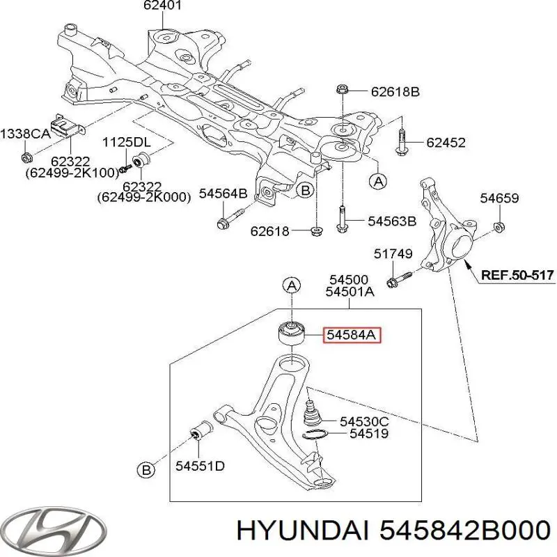 Silentblock de brazo de suspensión Hyundai/Kia 545842B000 precio, desde 6,87 EUR