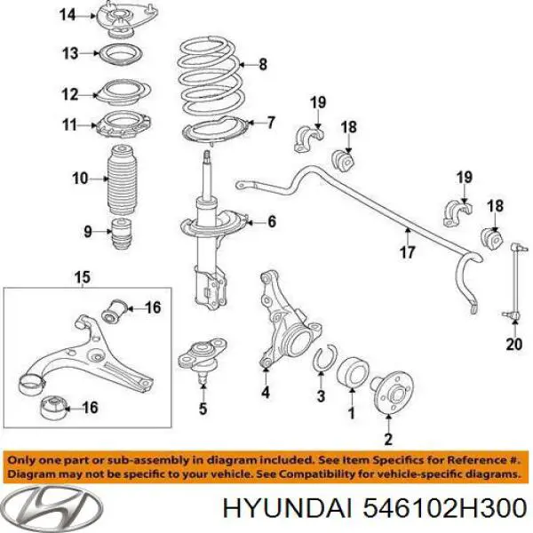 Comprar 546102H300 Hyundai/Kia Soporte del amortiguador delantero