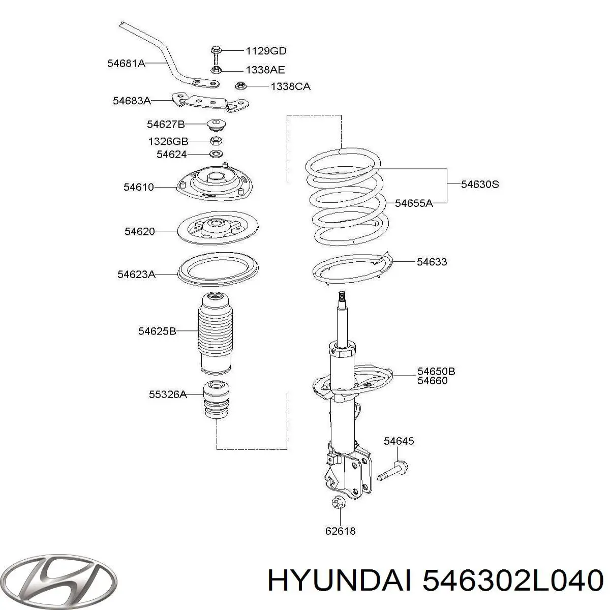 546302L040 Hyundai/Kia muelle de suspensión eje delantero