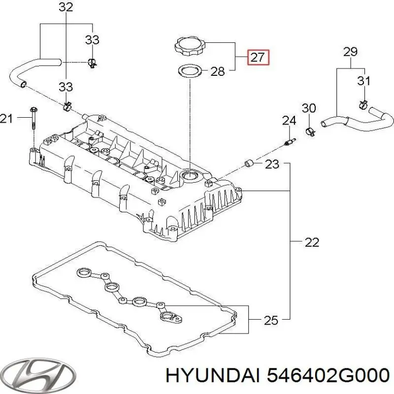 546402G000 Hyundai/Kia perno, palanca de caída trasera, interior
