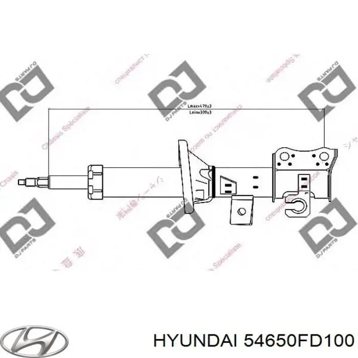 Amortiguador delantero izquierdo 54650FD150 Hyundai/Kia