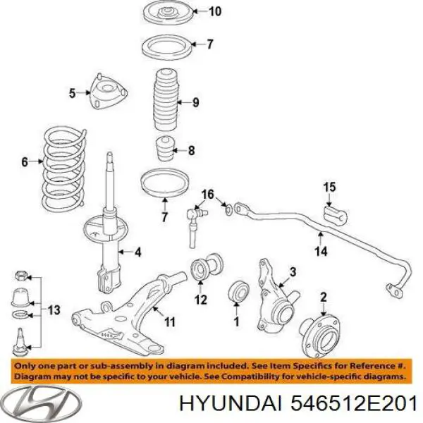 Amortiguador delantero izquierdo 546512E201 Hyundai/Kia