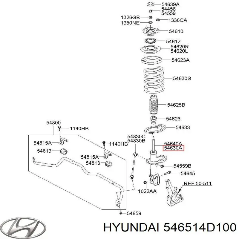 546514D100 Hyundai/Kia amortiguador delantero izquierdo