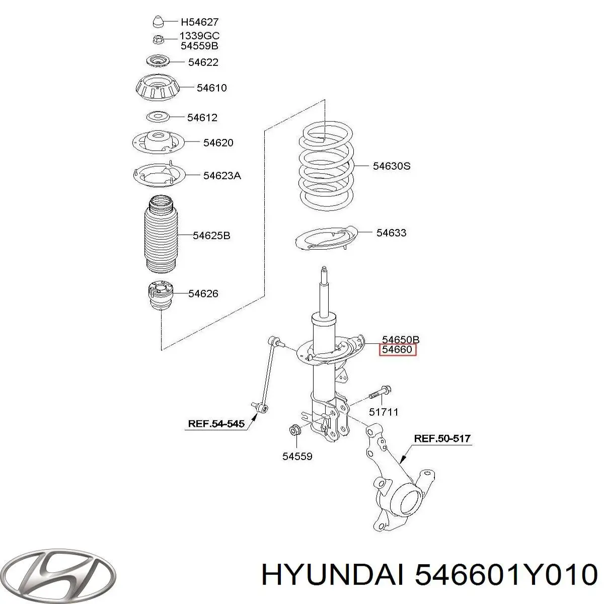 546601Y010 Hyundai/Kia amortiguador delantero derecho