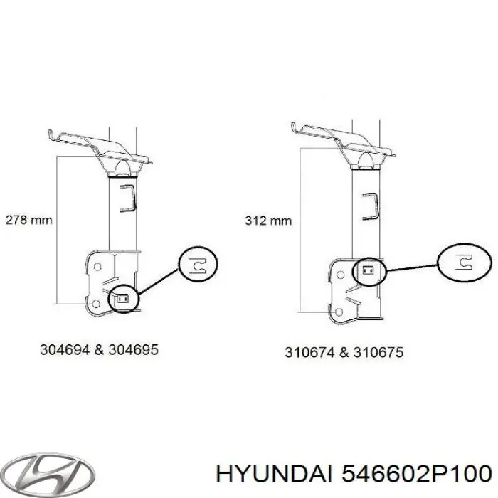 546602P100 Hyundai/Kia amortiguador delantero derecho