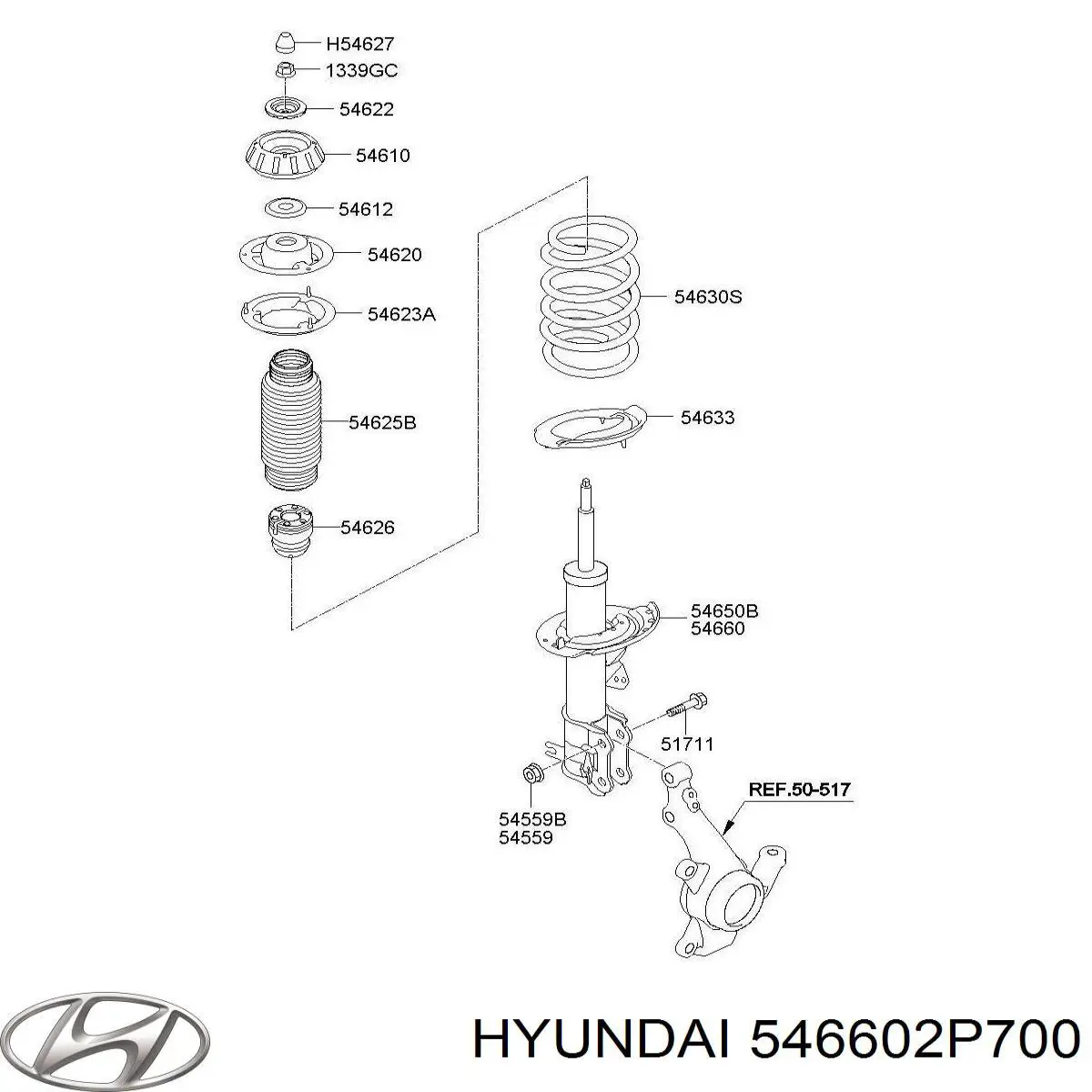 546602P700 Hyundai/Kia amortiguador delantero derecho