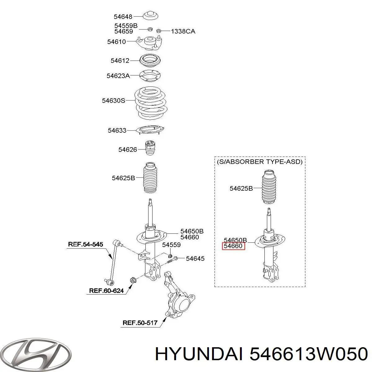 Comprar 546613W050 Hyundai/Kia Amortiguador delantero derecho