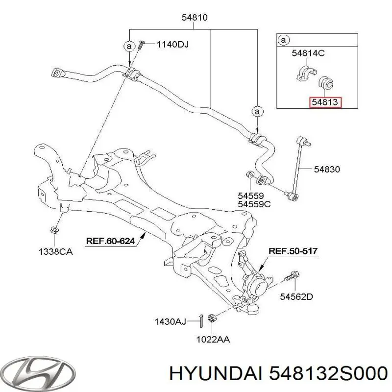 Buje de barra estabilizadora delantera 548132S000 Hyundai/Kia