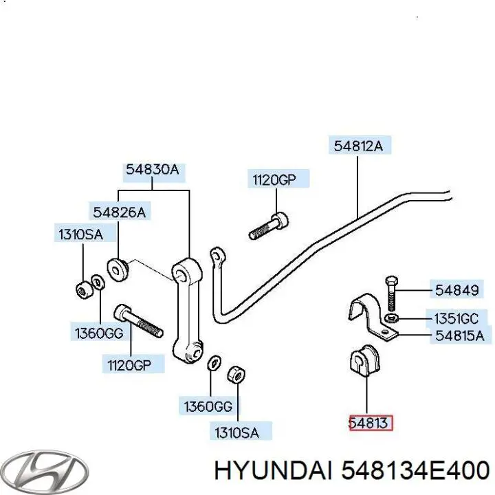 548134E400 Hyundai/Kia casquillo de barra estabilizadora delantera