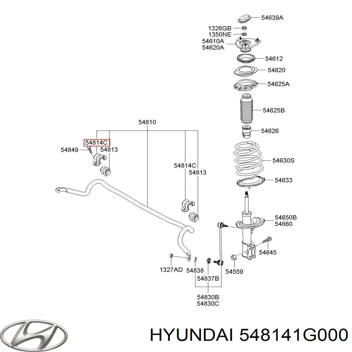 Abrazadera de la bieleta estabilizadora delantera Hyundai/Kia 548141G000 precio, desde 11,48 EUR