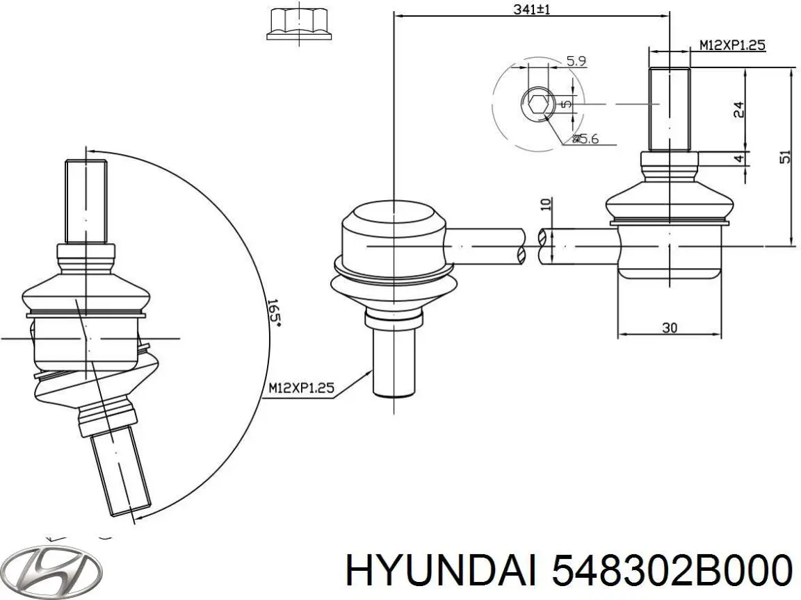 Bieleta estabilizadora delantera izquierda 548302B000 Hyundai/Kia