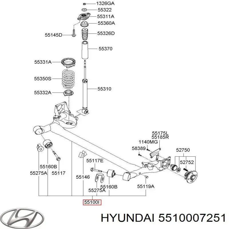 5510007200 Hyundai/Kia subchasis trasero soporte motor