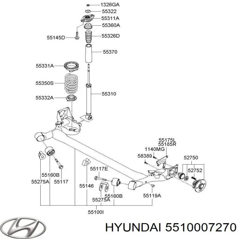 Subchasis trasero soporte motor Hyundai/Kia 5510007250 precio, desde 237,22 EUR