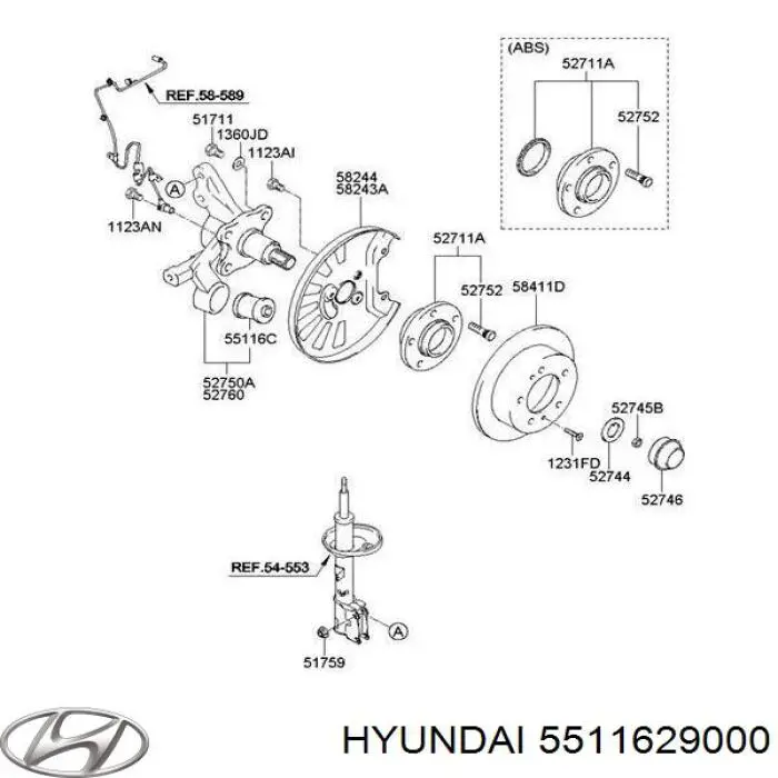 5511629000 Hyundai/Kia silentblock de mangueta trasera