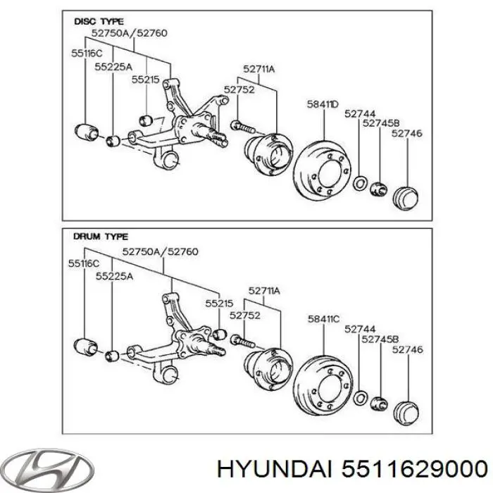 Buje de mangueta trasera Hyundai/Kia 5511629000 precio, desde 7,95 EUR