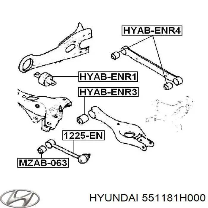 551181H000 Hyundai/Kia silentblock de brazo de suspensión trasero superior