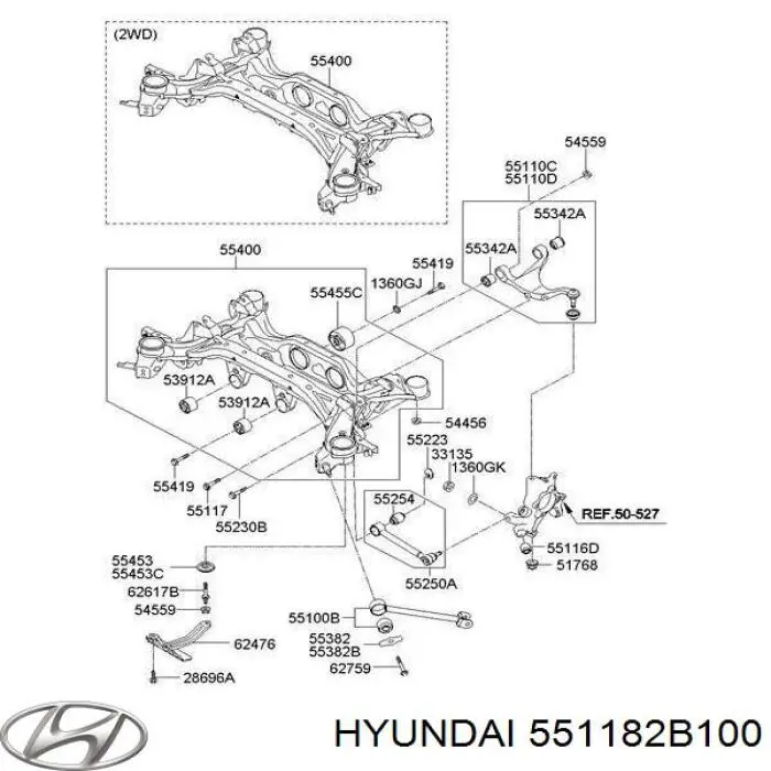 551182B100 Hyundai/Kia bloque silencioso trasero brazo trasero trasero