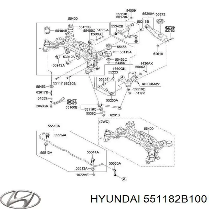 Buje trasero del brazo longitudinal trasero Hyundai/Kia 551182B100 precio, desde 9,75 EUR