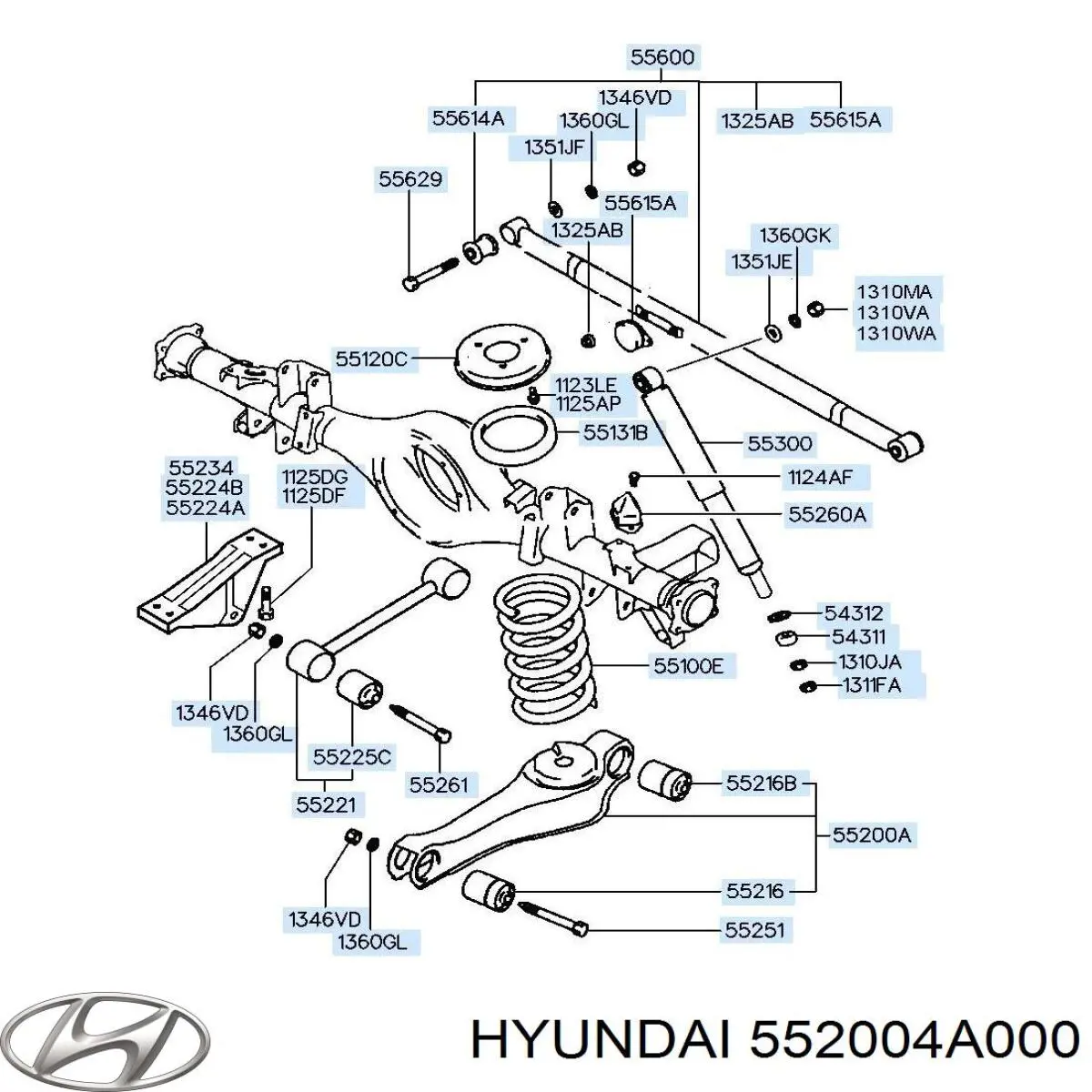 552004A000 Hyundai/Kia palanca trasera inferior izquierda/derecha