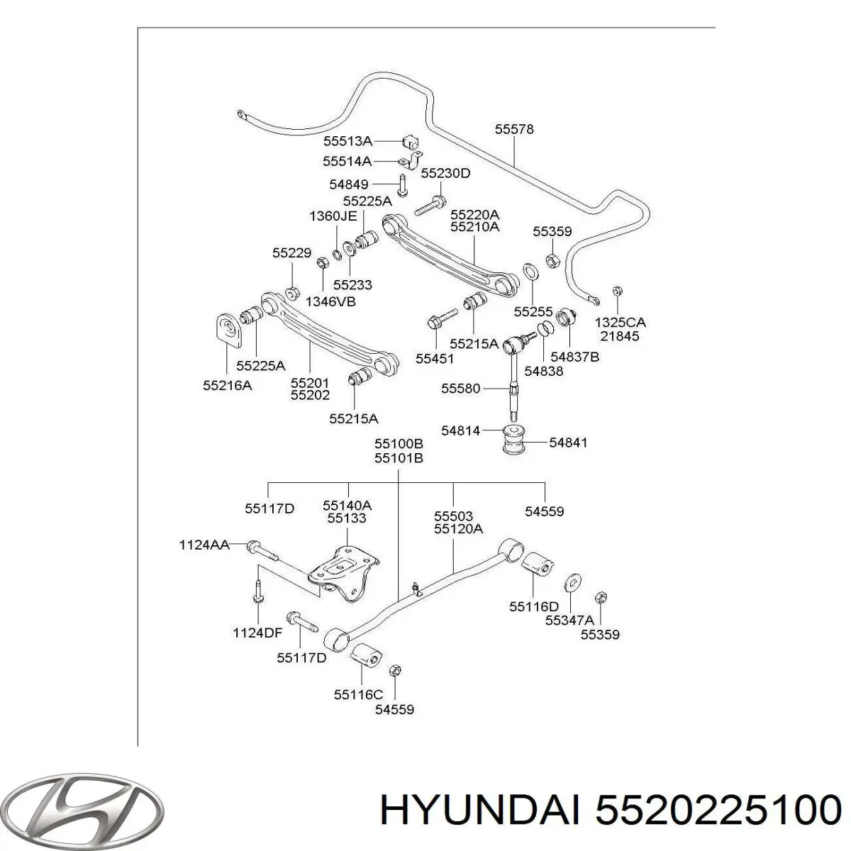 5520225100 Hyundai/Kia brazo de suspension trasera derecha