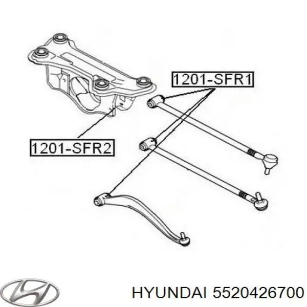 Brazo suspension (control) trasero inferior izquierdo para Hyundai Santa Fe (SM)