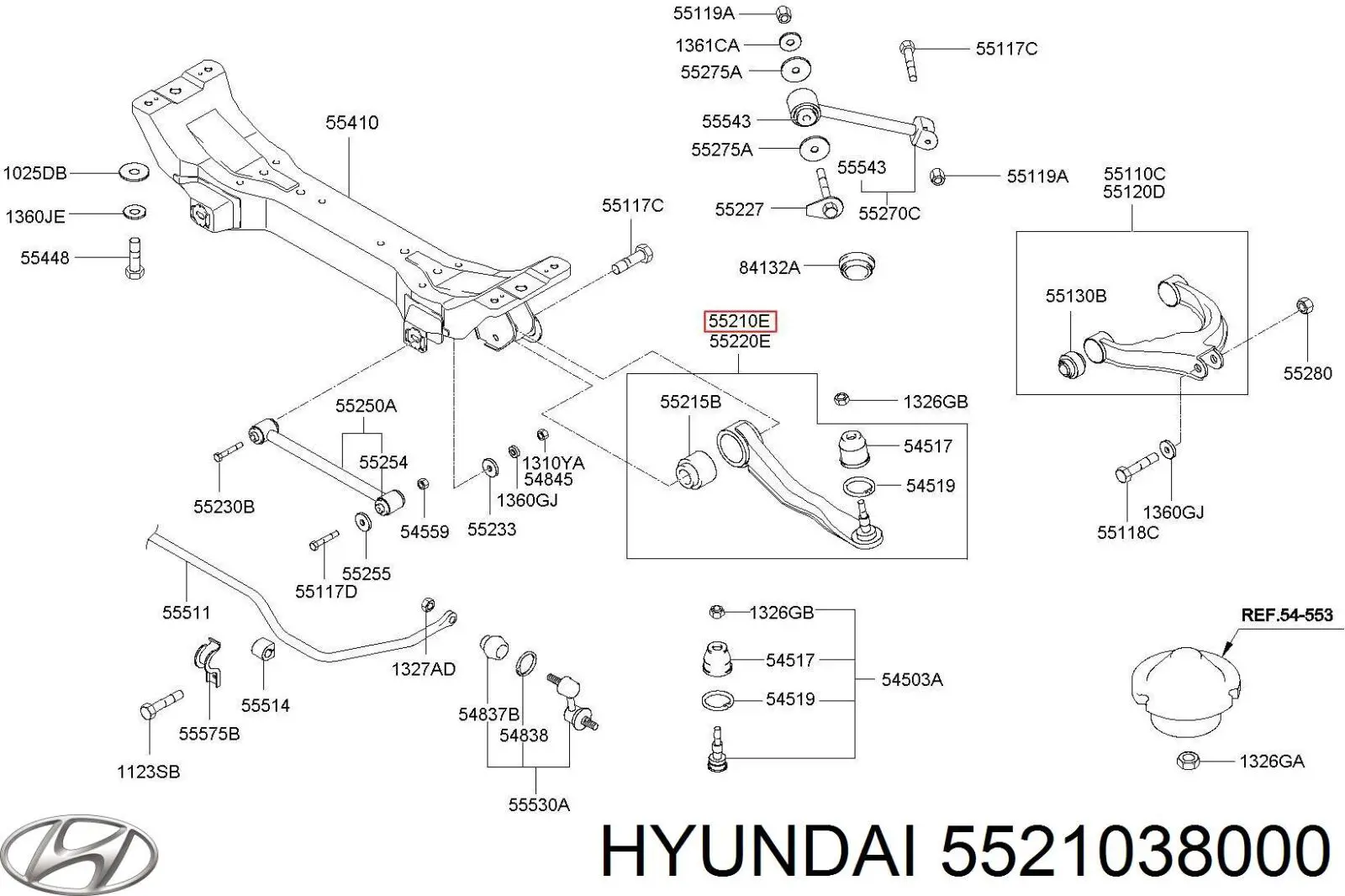 Brazo inferior trasero izquierdo/derecho Hyundai/Kia 5522038000 precio, desde 32,01 EUR